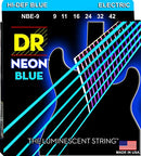 DR Handmade Strings Neon Blue Coated Electric Guitar Strings, Light (9-42)