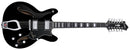Hagstrom VIDLX12-BLK 12 String Viking Deluxe Model Electric Guitar in Black Gloss