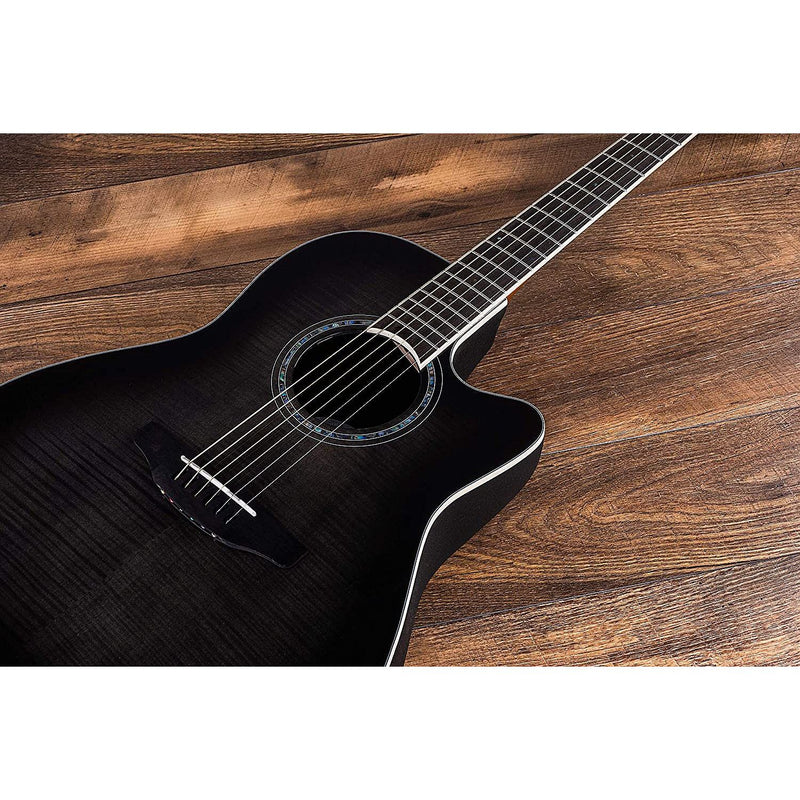 Ovation CS24P-TBBY Acoustic-Electric Guitar Trans, Black Flame Maple